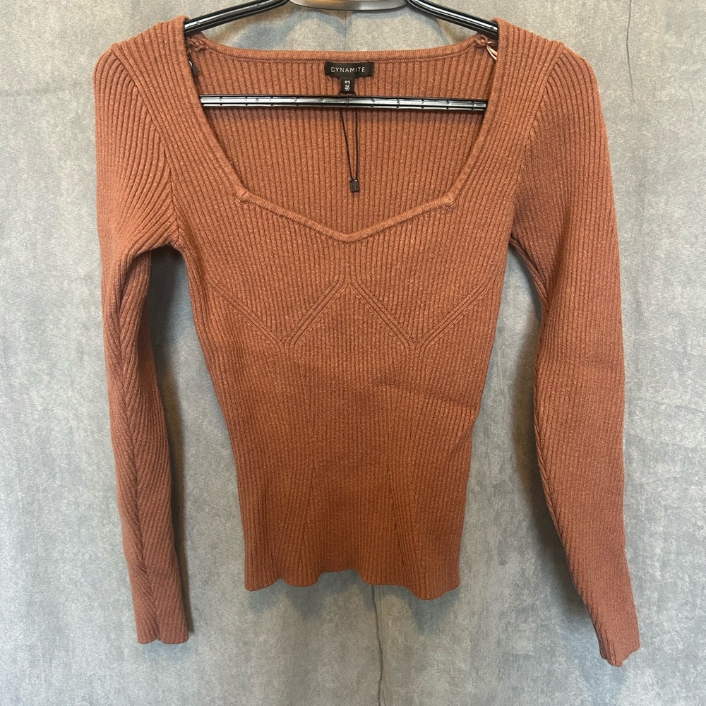Dynamite Dusty Rose Ribbed Knit Top